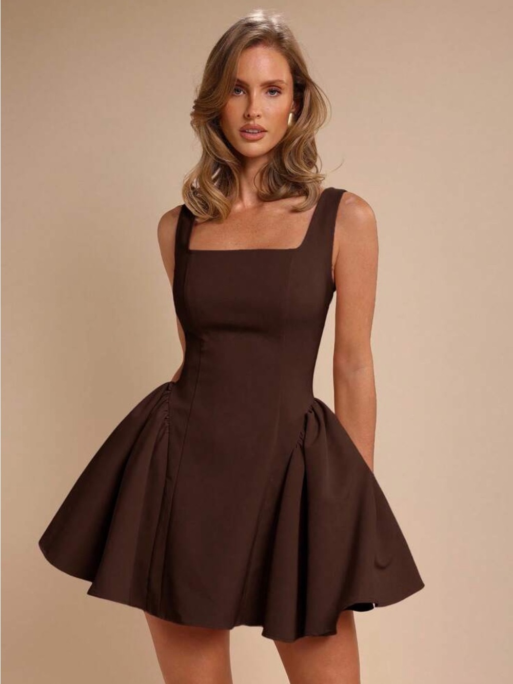 square-neck casual dress